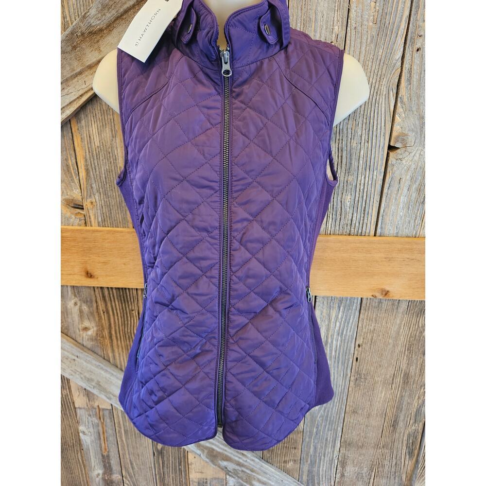 NWT NEW 41 hawthorn XS purple pockets Quilted Vest warm casual comfort winter